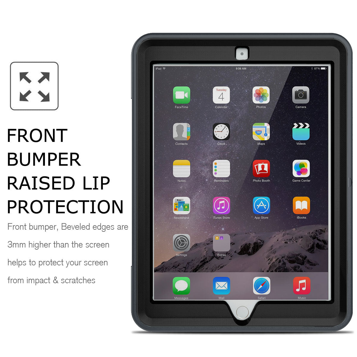 Shockproof Rugged Flip Case For iPad 9.7 Black