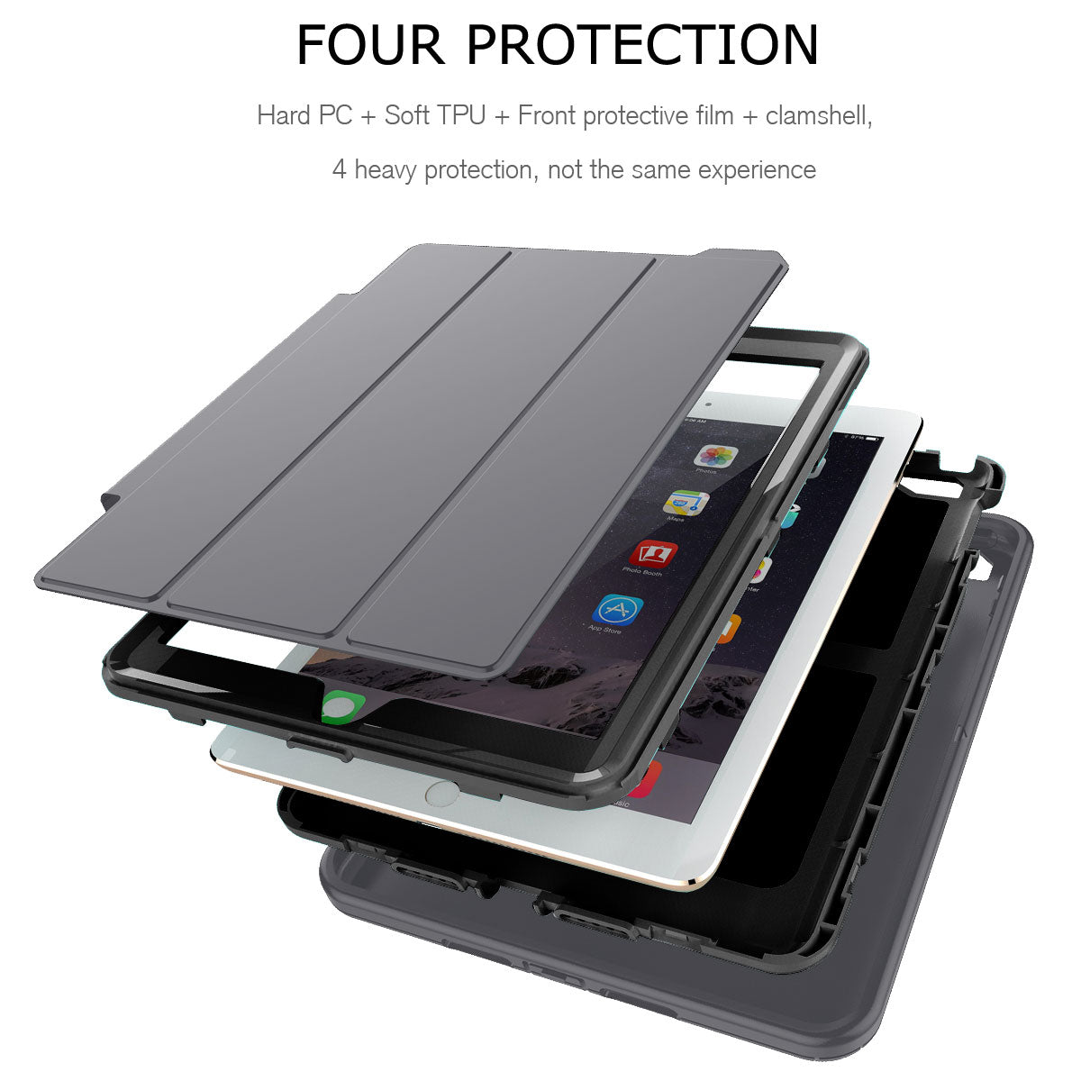 Shockproof Rugged Flip Case For iPad 9.7 Black