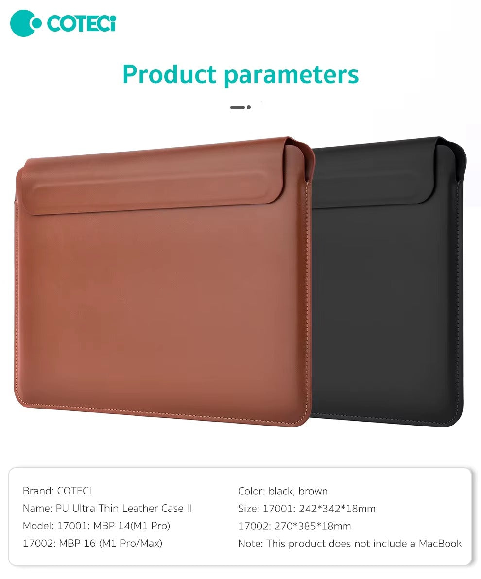 One Shoulder Laptop Sleeve Brown 16"