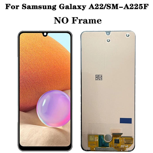 Replacement Lcd Screen With Frame For Samsung Galaxy A22 4G Black Oem