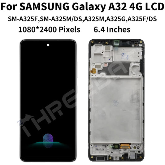 Replacement Lcd Screen Assembly With Frame for Samsung Galaxy A32 4G Black OEM