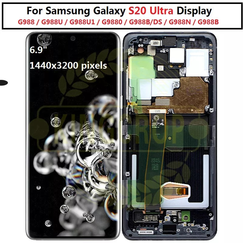 Replacement Lcd Screen with Frame Samsung Galaxy S20 Ultra Black