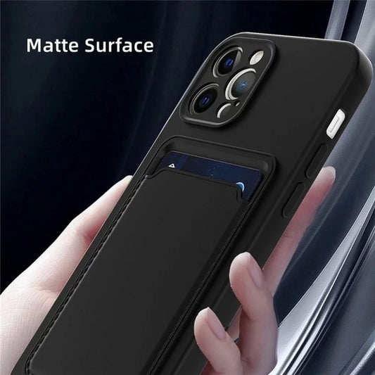 Back Card Slot Soft Case For iPhone 13 Pro 6.1' Black