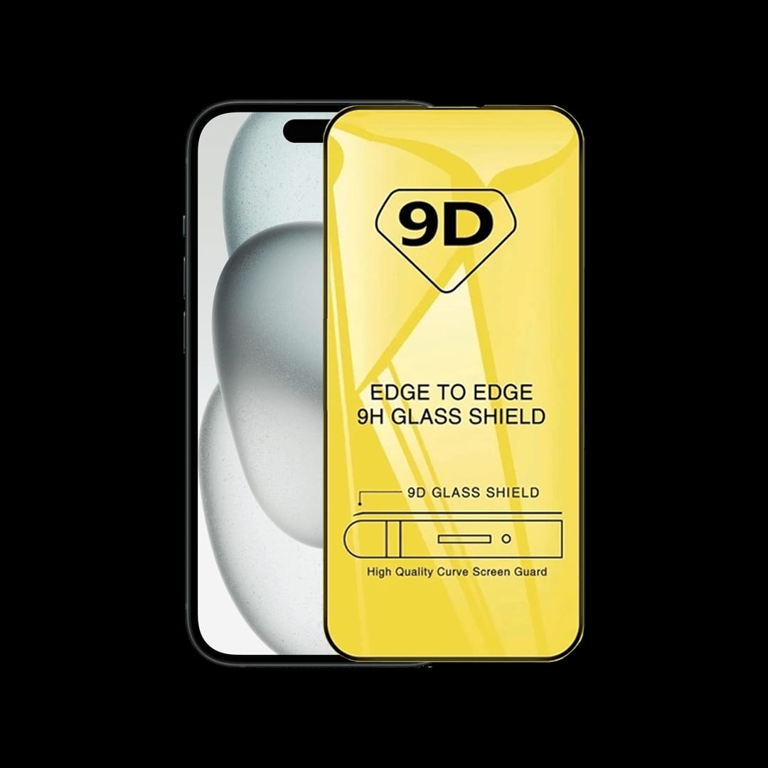 9D Full Cover 9H Premium Tempered Glass For iPhone 15 Pro Max Black