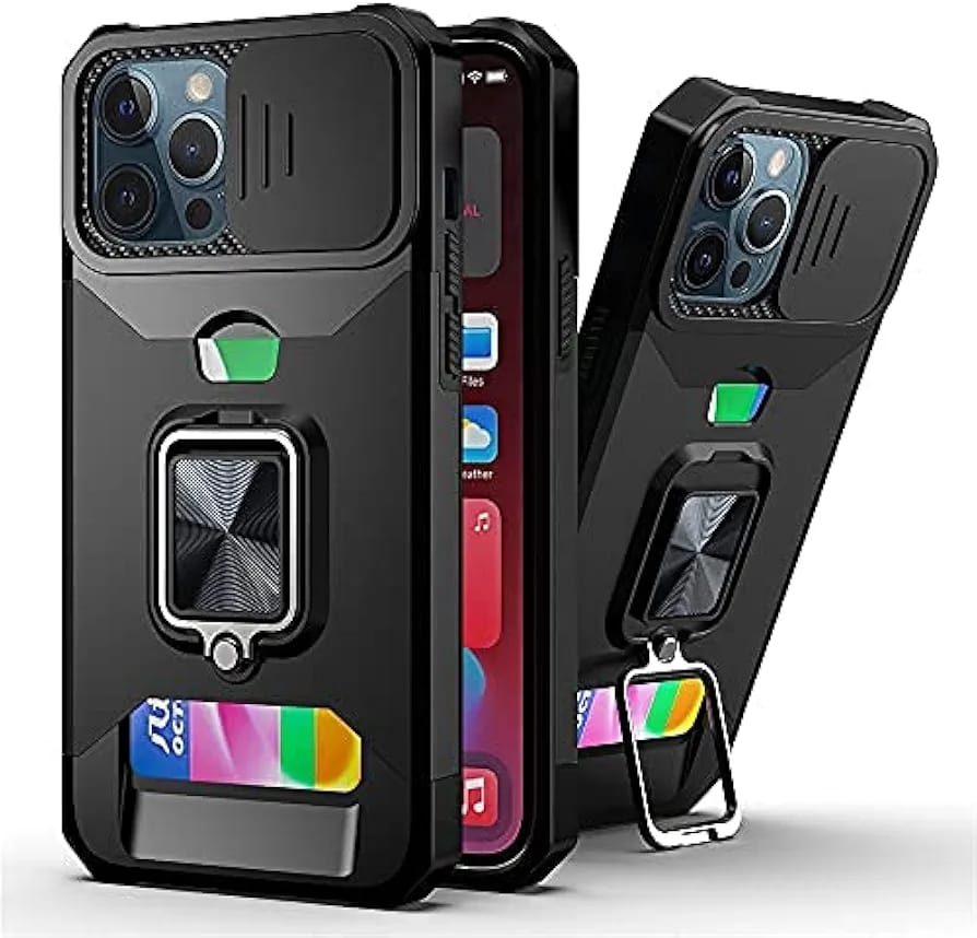 Back Kickstand Camshield Card Case For Samsung Galaxy A03S Black