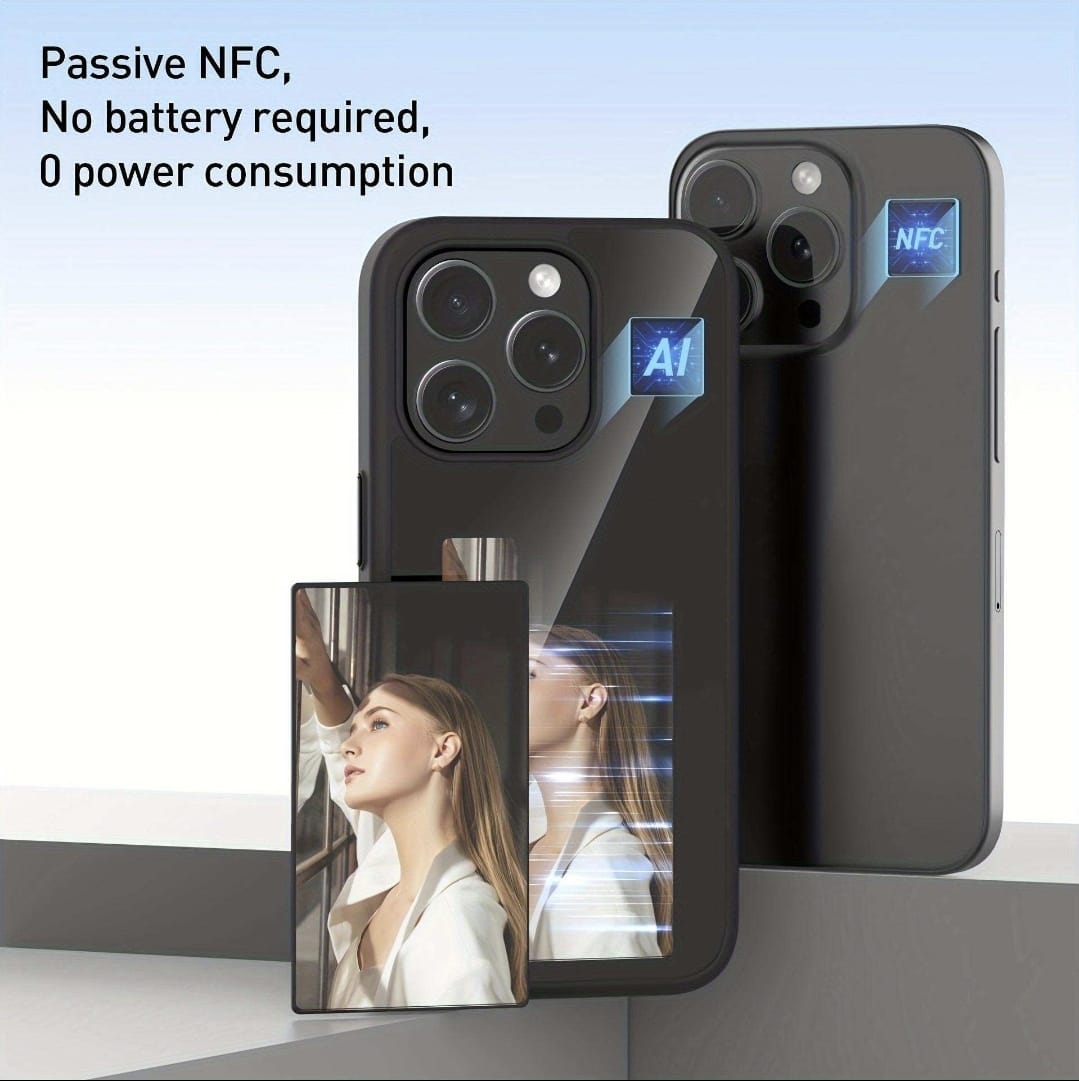 NFC Function DIY 4 Color E-ink Screen Phone Case For iPhone 14 Pro Max White