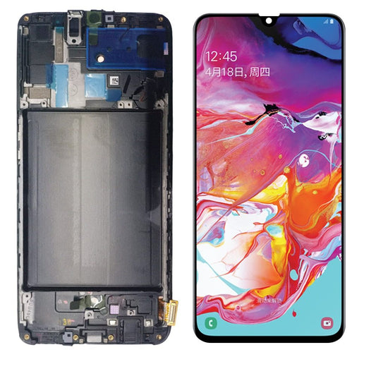 Replacement Lcd Screen Assembly With Frame for Samsung Galaxy A70 Black OEM