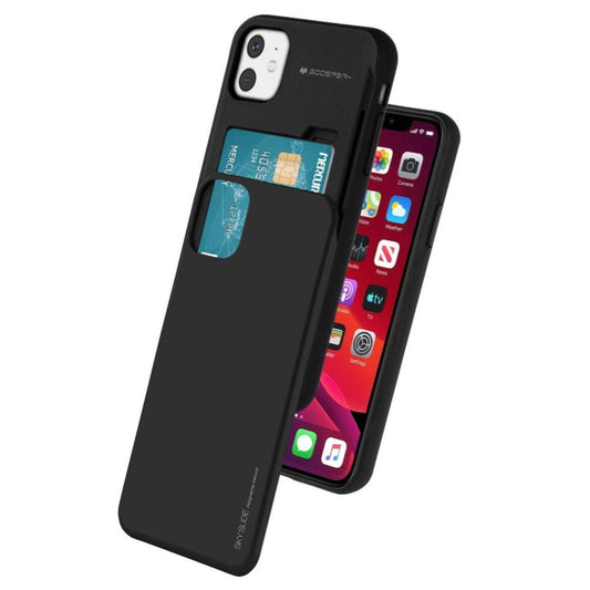 Mercury Sky Slider Bumper Card Slot Phone Case For Iphone 11 6.1' Black