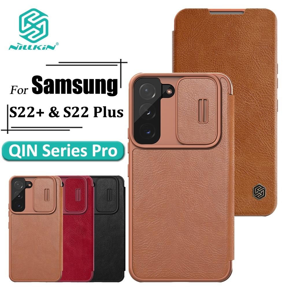 Nilkin Qin Leather Card Case For Samsung Galaxy S22 Plus Brown