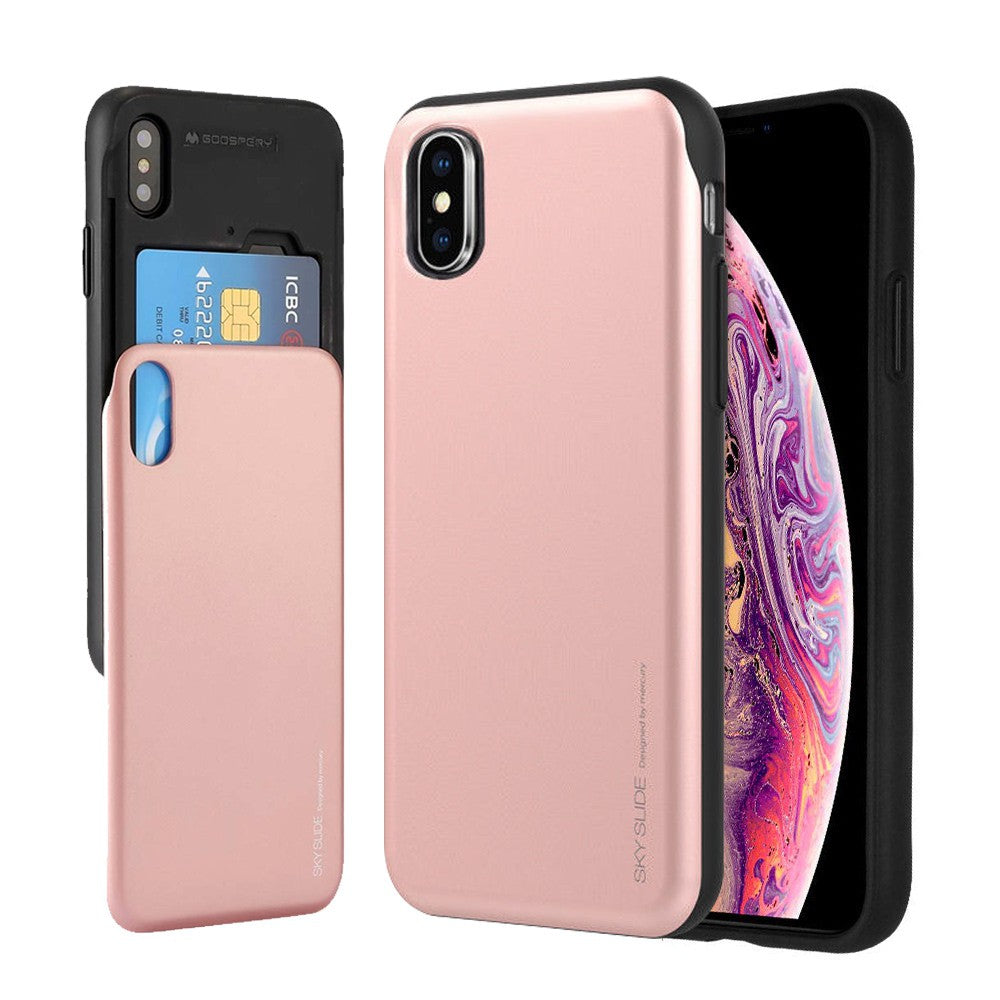 Mercury Sky Slider Bumper Card Slot Phone Case For Iphone XR Rose Gold