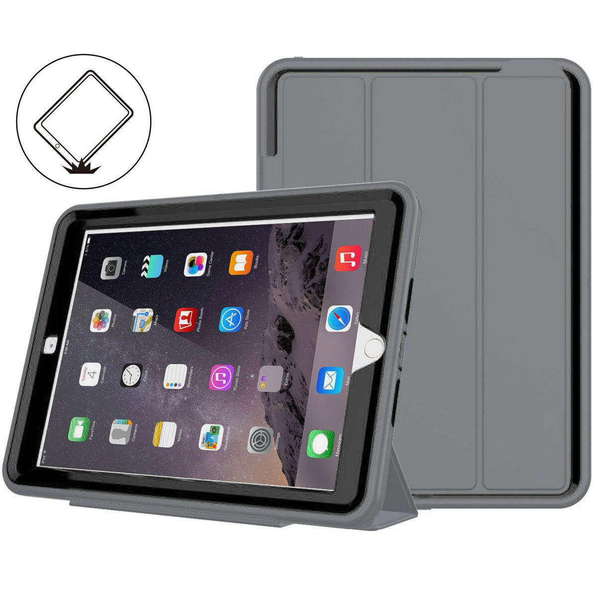 Shockproof Rugged Flip Case For iPad Mini 6 Black